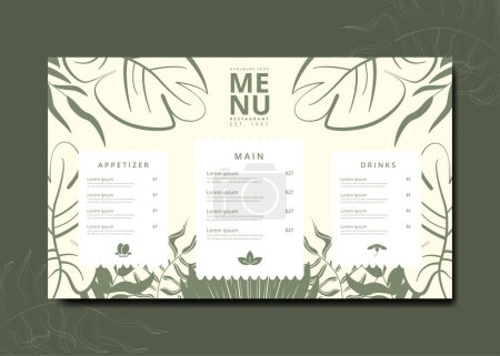 Illustration for Green Minimalist Tropical Restaurant Menu Template Design - Royalty Free Image