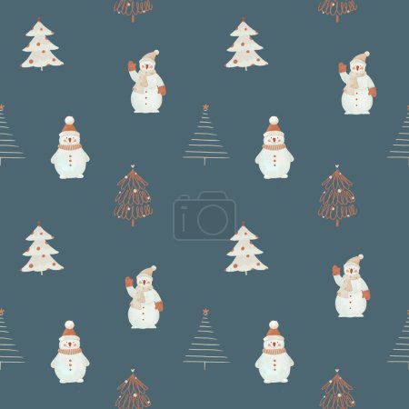 Photo for Beautiful seamless Christmas pattern with cute fir trees. Stock illustration. - Royalty Free Image