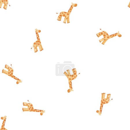 Téléchargez les photos : Beautiful simple seamless pattern with watercolor cute safari giraffe animal. Stock illustration. - en image libre de droit