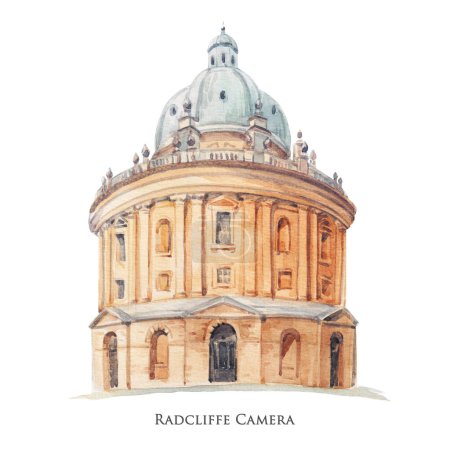Téléchargez les photos : Beautiful stock illustration with watercolor old building. Historical site Oxford Radcliffe camera. - en image libre de droit