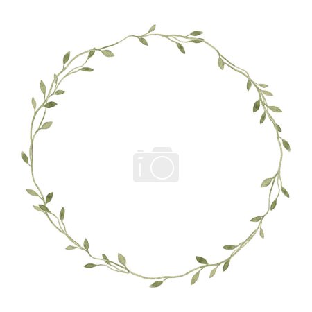 Beautiful floral frame with watercolor wild herbs and flowers. Stock illustration.