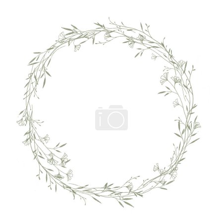 Beautiful floral frame with wild herbs and flowers. Stock illustration.