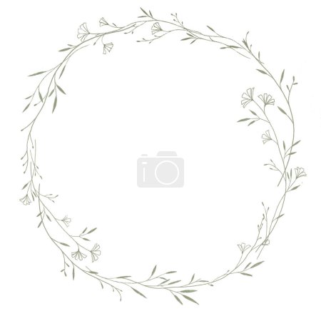 Beautiful floral frame with wild herbs and flowers. Stock illustration.