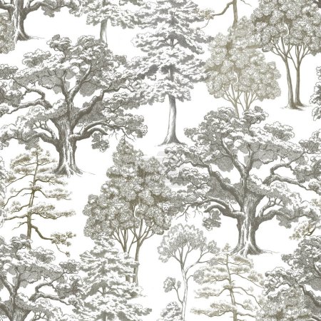Schöne nahtlose Muster mit Waldbäumen. Archivbild.