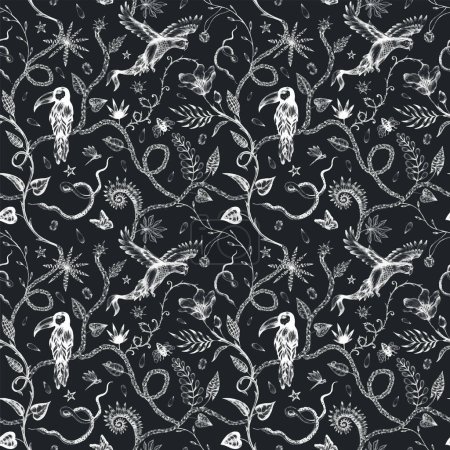 Photo for Beautiful vector trendy seamless pattern with hand drawn chimera animals. Stock fashionable textile illustration. - Royalty Free Image