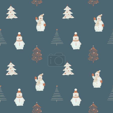 Illustration for Beautiful vector seamless Christmas pattern with cute fir trees. Stock illustration. - Royalty Free Image