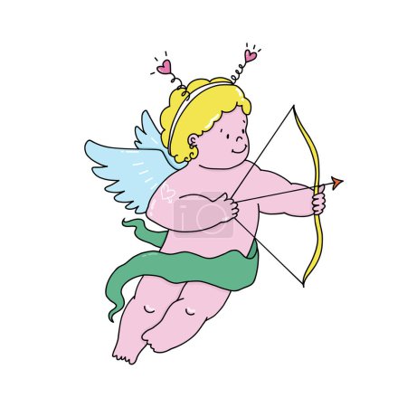 Illustration for Beautiful vector stock illustration with cute baby putti angel. - Royalty Free Image