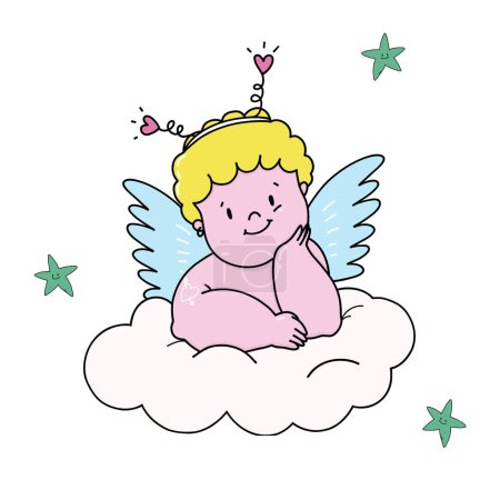 Illustration for Beautiful vector stock illustration with cute baby putti angel. - Royalty Free Image