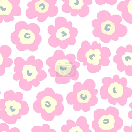 Illustration for Beautiful vector minimalist seamless pattern with cute colorful abstract flowers. - Royalty Free Image