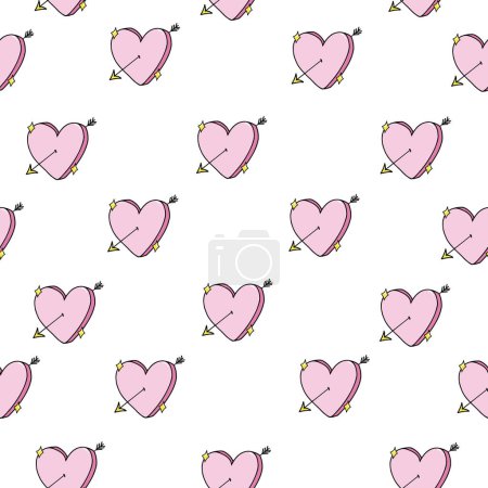 Photo for Beautiful vector kid seamless pattern with cute pink arrow hearts. Stock illustration. - Royalty Free Image