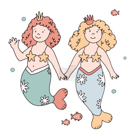Photo for Beautiful vector stock illustration with cute mermaid. - Royalty Free Image