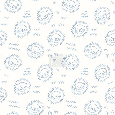 Photo for Beautiful kids vector seamless pattern with cute lion faces. Children stock illustratrion. - Royalty Free Image