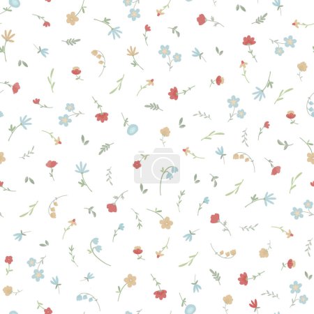 Photo for Cute abstract floral vector pattern. Collage contemporary seamless pattern. Hand drawn cartoon style pattern. - Royalty Free Image