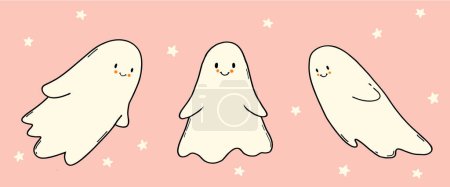 Photo for Very cute little ghost isolated clip art hand drawn illustration. Baby print for Halloween celebration. Stock vector illustration for kids products design. - Royalty Free Image