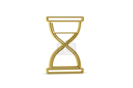 Golden 3d hourglass icon isolated on white background - 3d render