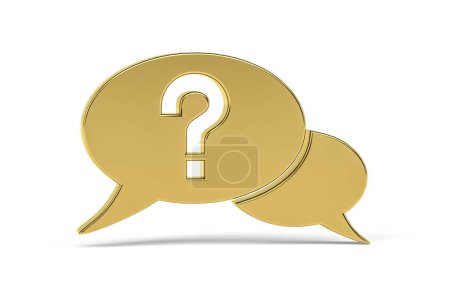Golden 3d question icon isolated on white background - 3d render