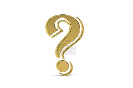 Golden 3d question icon isolated on white background - 3d render