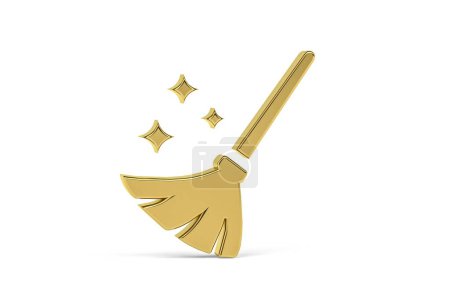 Photo for Golden 3d cleaning icon isolated on white background - 3d render - Royalty Free Image