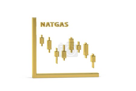 Photo for Golden 3d candlestick chart icon isolated on white background - 3d render - Royalty Free Image