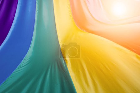 Photo for Fabric texture rainbow flag symbol of love or LGBT pride concept. pride month celebrates the festival background - Royalty Free Image