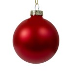 Red Christmas baubles isolated on white background. Christmas tree toys.