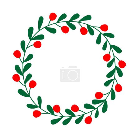 Photo for CHRISTMAS ORNAMENT GARLAND, DECORATIVE WREATH ISOLATED, GREEN AND RED - Royalty Free Image