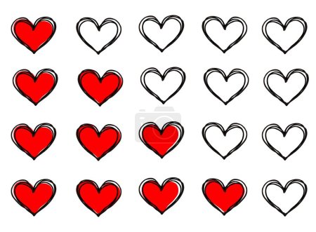 Photo for SKETCH IN BLACK STROKE WITH SOME HEARTS PAINTED IN RED - Royalty Free Image