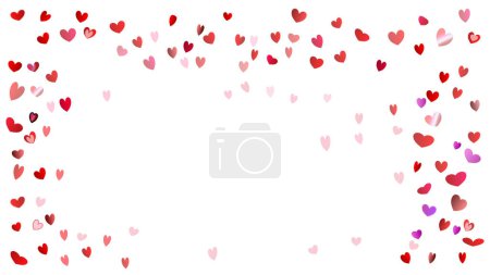 Pink and red hearts on transparent background
