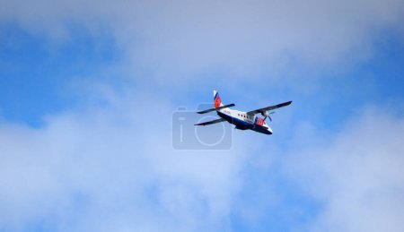 Photo for Scheveningen, the Netherlands - July 9 2019 An airplane from the Dutch Coast Guard is on patrol - Royalty Free Image