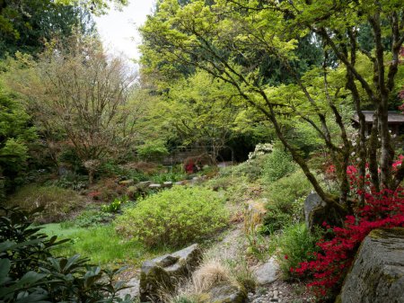 Primavera en los terrenos del Jardín Japonés de Yao, parte del Jardín Botánico de Bellevue - WA, EE.UU.