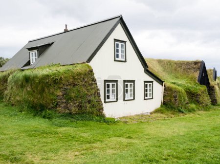 Foto de Casas tradicionales islandesas en la histórica granja Keldur, hogar de una de las casas de césped más antiguas de Islandia - Imagen libre de derechos