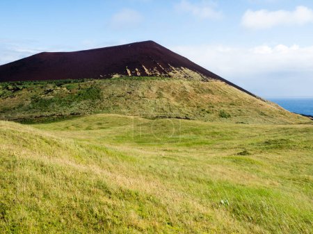 Tip of Helgafell volcano on Heimaey Island - Westman Islands, Iceland