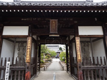 Photo for Zentsuji, Kagawa prefecture, Japan - April 14, 2018: Entrance gate of Mandaraji, temple number 72 of Shikoku pilgrimage - Royalty Free Image