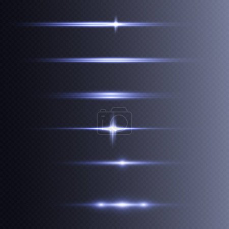 Illustration for Horizontal light effects. Purple shimmering translucent light on a transparent background. - Royalty Free Image
