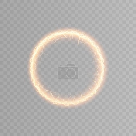 Foudre de boule lumineuse Une forte charge électrique d'énergie dans un anneau. Élément pour la conception web avec espace vide pour la publicité textuelle, cartes postales, économiseurs d'écran, sites Web, jeux. Mordor. Vecteur