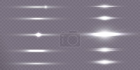 Illustration for Horizontal light effects. Cold shimmering translucent light on a transparent background. - Royalty Free Image