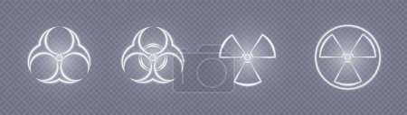 Illustration for Glowing neon radioactive hazard sign. Radioactive toxic symbol. Radiation hazard sign. Vector - Royalty Free Image