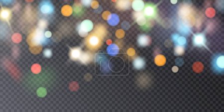 Illustration for Bokeh light effect with lots of shiny highlights on a transparent background. glitter vector - Royalty Free Image
