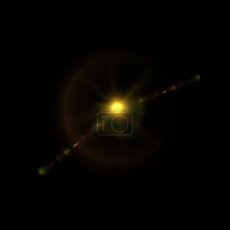 Ilustración de Lente de sol frontal de oro abstracto deslumbramiento translúcido diseño de efecto de luz especial. Deslumbramiento de desenfoque de movimiento vectorial. - Imagen libre de derechos