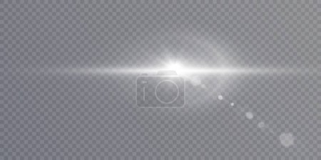 Ilustración de Resplandor de lente de sol delantero blanco abstracto con efecto de luz especial translúcido. Deslumbramiento de movimiento borroso vectorial. - Imagen libre de derechos