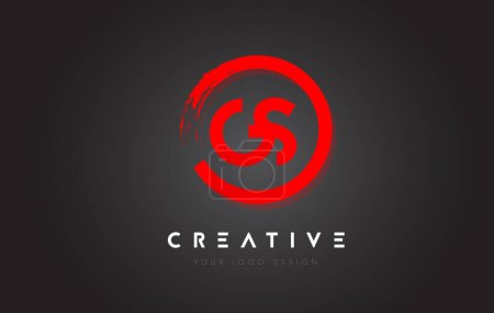 Red GS Circular Letter Logo with Circle Brush Design and Black Background.
