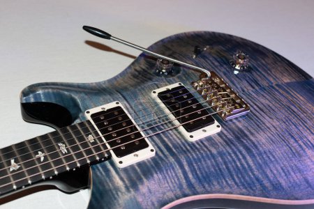 Photo for Vaduz, Liechtenstein, January 13, 2023 Product shot of a PRS Custom 24 electric guitar in blue - Royalty Free Image