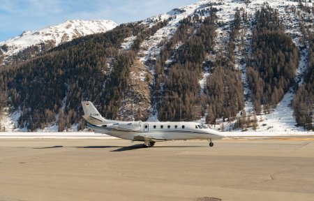 Photo for Samedan, Switzerland, February 21, 2023 Cessna 560XL Citation XLS+ business aircraft on the apron - Royalty Free Image