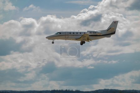 Photo for Zurich, Switzerland, July 13, 2023 OE-GDS Cessna 560XL Citation XLS+ aircraft is landing on runway 14 - Royalty Free Image