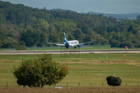 Photo for Zurich, Switzerland, September 6, 2023 TF-ICF Iceland Air Boeing 737-8 MAX aircraft on its final approach to runway 14 - Royalty Free Image