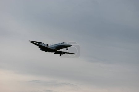 Photo for Altenrhein Airport, Saint Gallen, Switzerland, September 12, 2023 OE-FAF Cessna 525A Citation CJ2 aircraft is arriving on runway 28 - Royalty Free Image