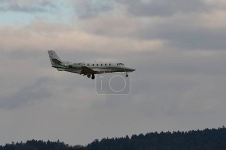 Photo for Zurich, Switzerland, January 15, 2024 CS-EFF Luxaviation Cessna 560XL Citation XLS+ aircraft is landing on runway 14 during the world economic forum in Davos - Royalty Free Image