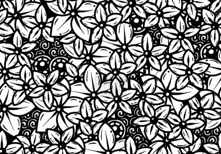 Nahtloses Muster mit floralen Kritzelmotiven, Hand gezeichnet mit kritzelbaren Texturen und floralen Elementen, florales Kritzelvektordesign für Modedruck, Verpackung, Hintergründe und Kunsthandwerk,