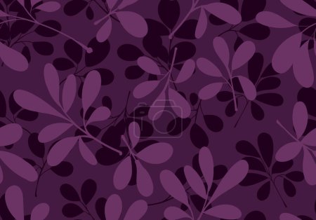 24021601 Sombra de hoja púrpura sobre fondo púrpura, Diseño de vectores de garabatos florales para impresión de moda, envoltura, fondos y manualidades,