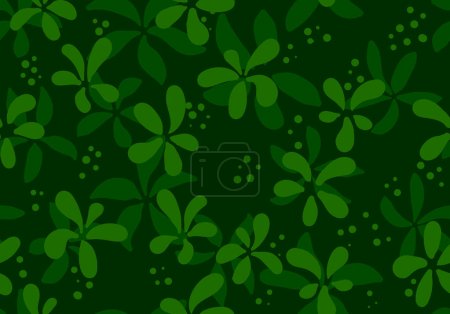 24021503 Forme arrondie verte sur fond vert foncé, Conception vectorielle de gribouillage floral pour l'impression de mode, l'emballage, les milieux et l'artisanat,